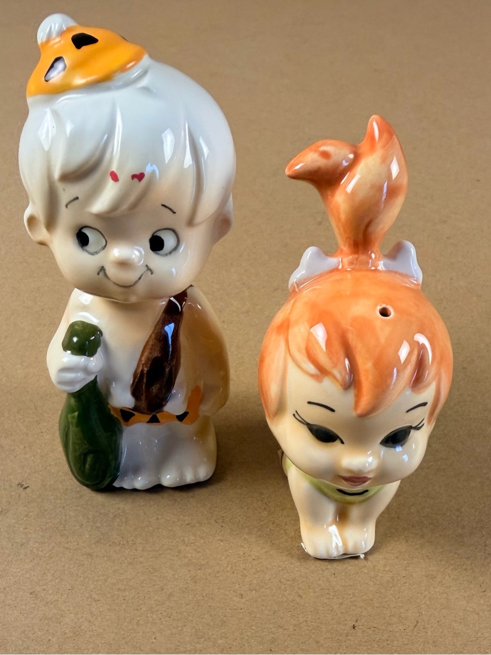 Vintage 1990 Vandor The Flintstones Salt & Pepper Shaker Pebbles Bamm Bamm